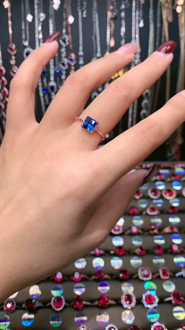 【闪购商品】水晶戒指银S925镶嵌6玫瑰金