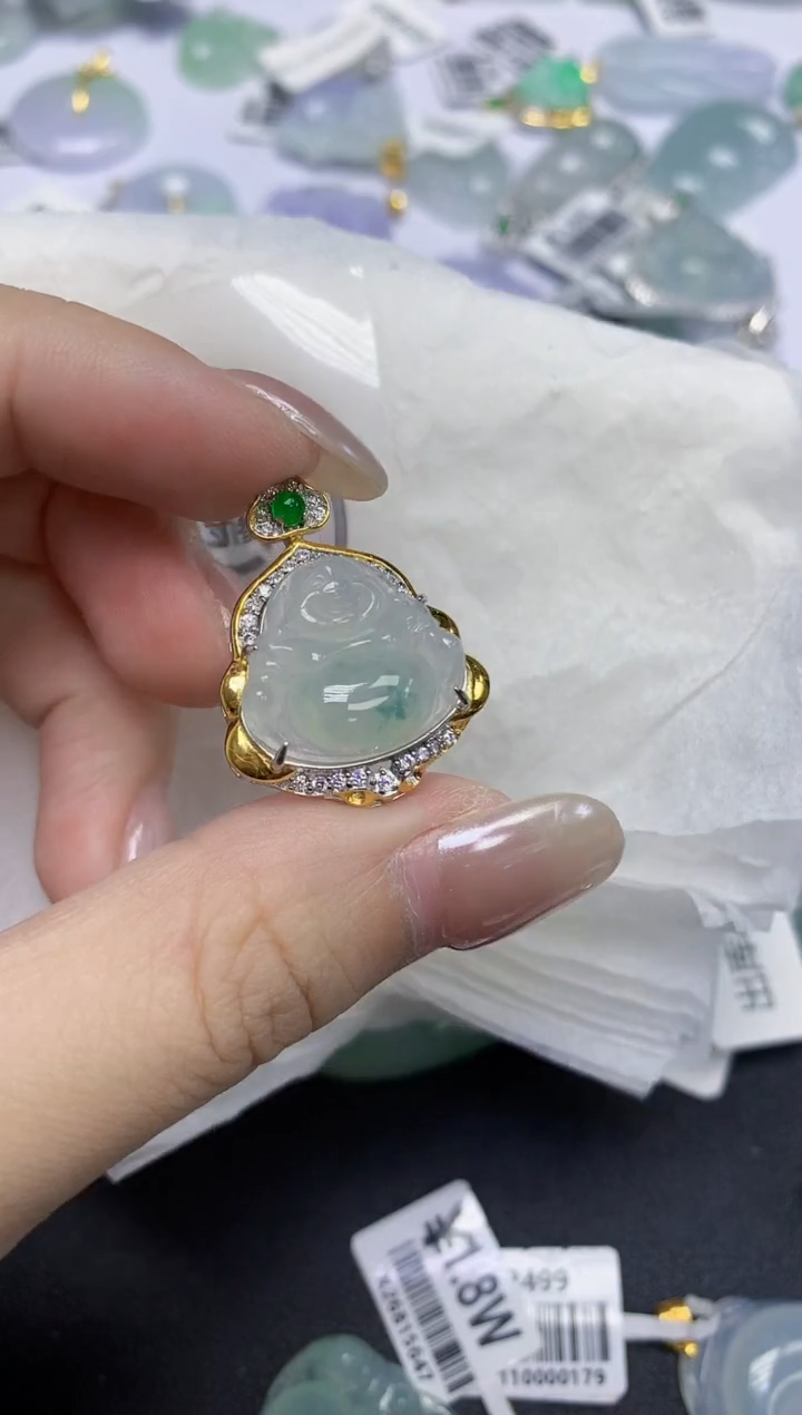 颈饰未镶嵌翡翠天然缅甸翡翠A货百元以上9元证书费自理