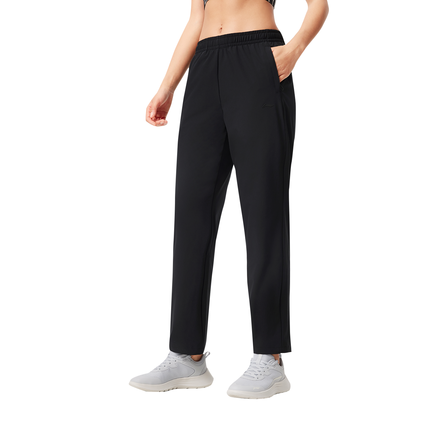 李宁长裤健身系列女子直筒排湿速干运动长裤AYKV096