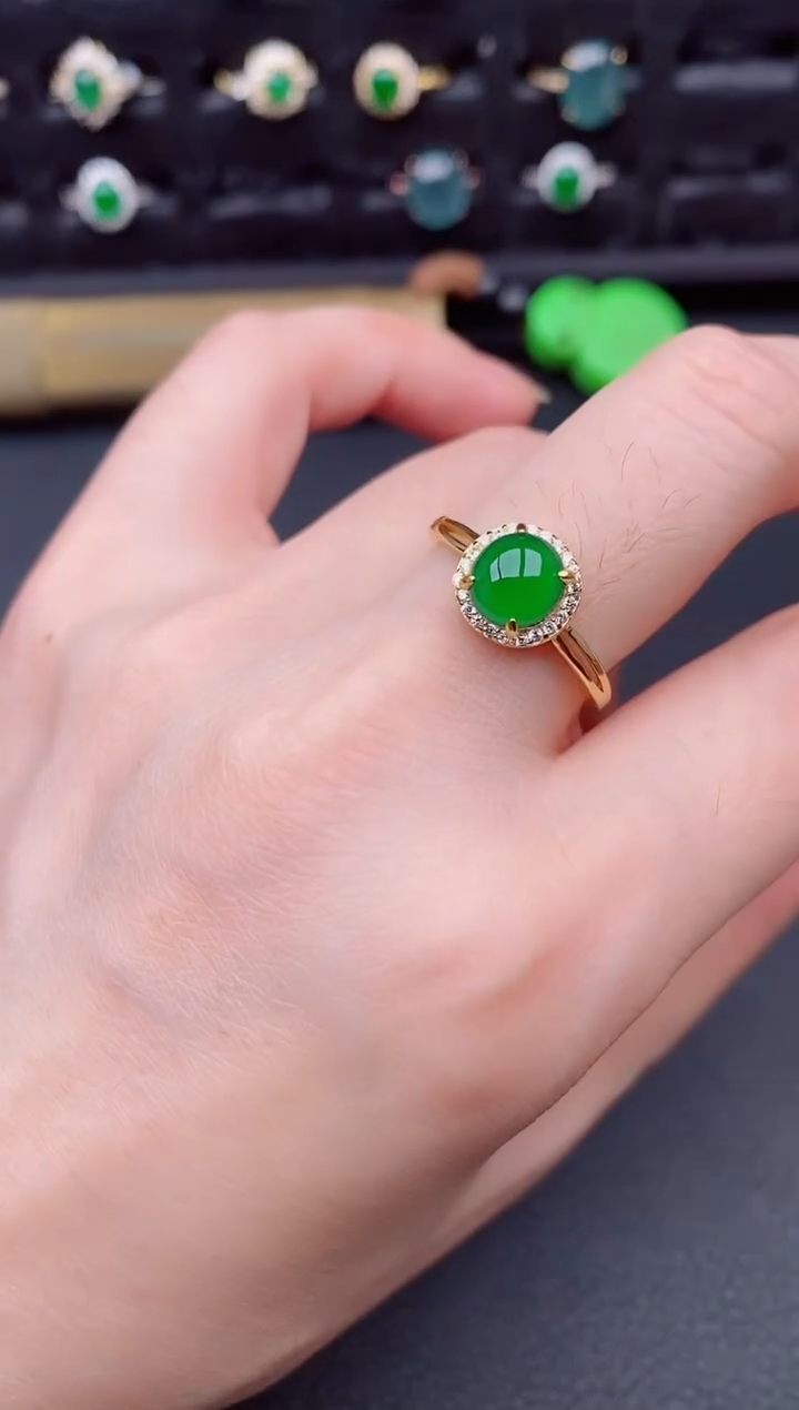 银S925镶嵌戒指翡翠天然a货翡翠115