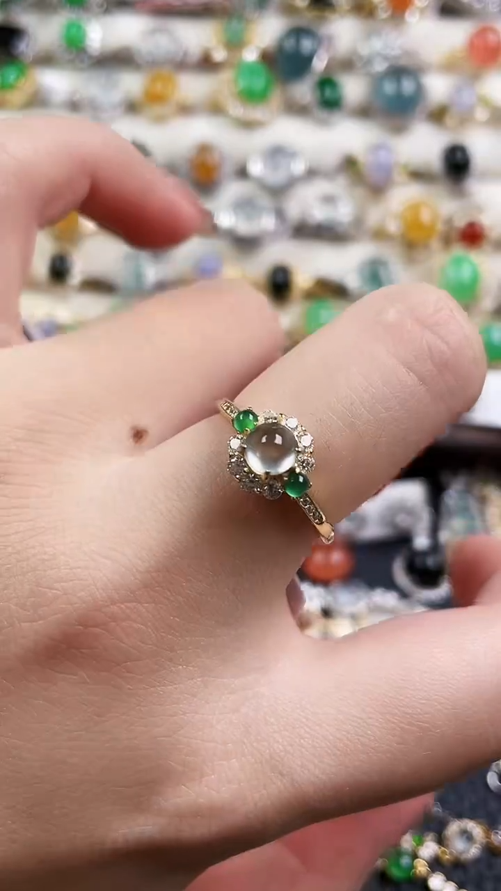 银S925镶嵌戒指翡翠166