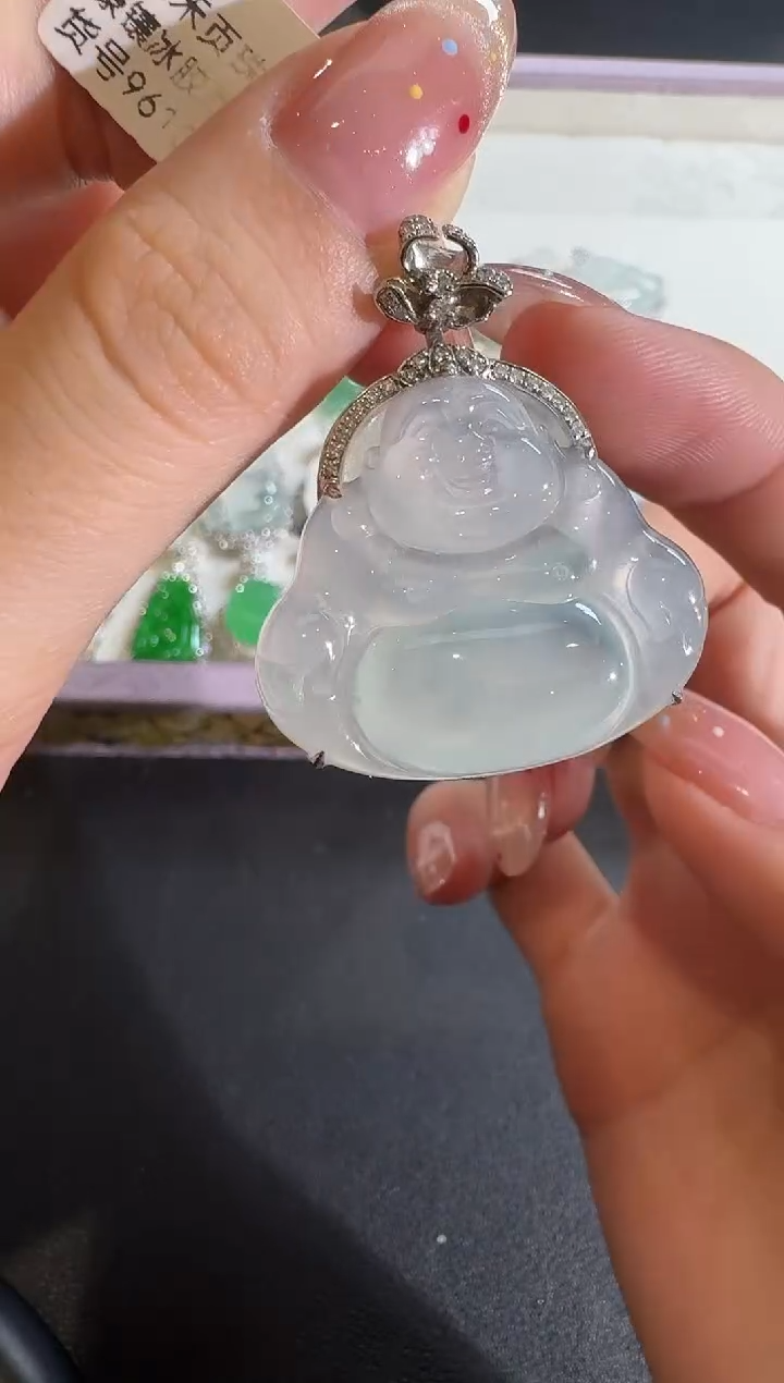 【闪购商品】翡翠吊坠(不含链)18K金镶嵌【源头工厂】钻石镶嵌