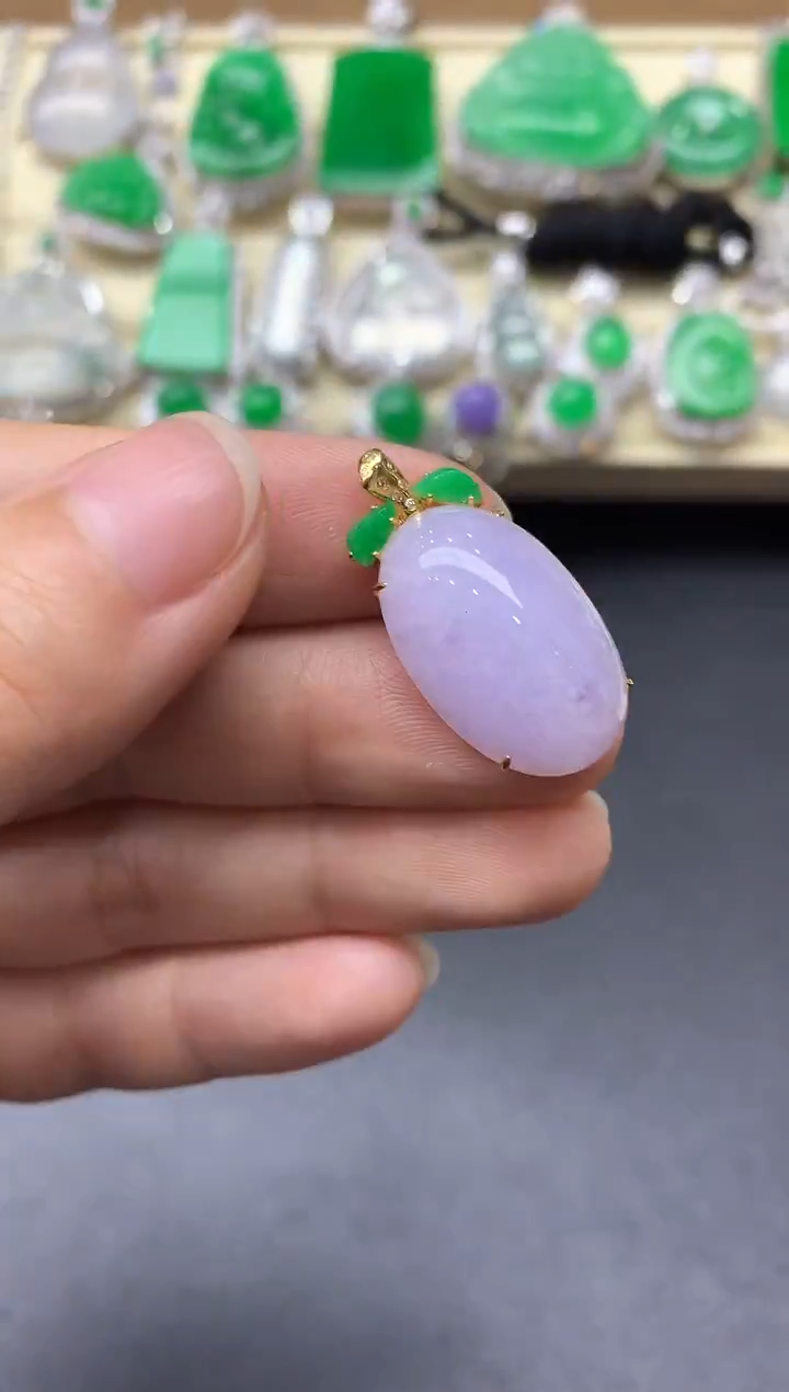 颈饰18K金镶嵌翡翠325-中国好珍宝