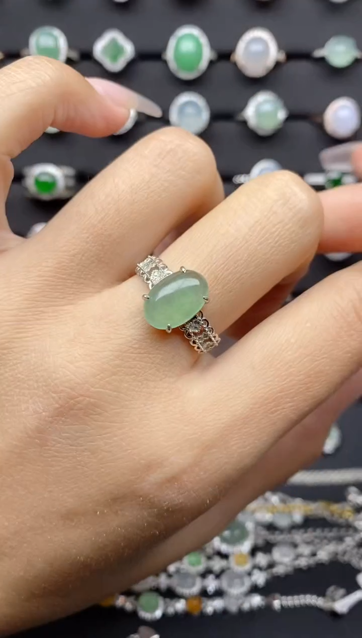 【闪购商品】翡翠戒指银S925镶嵌 S925银镶嵌翡翠戒指