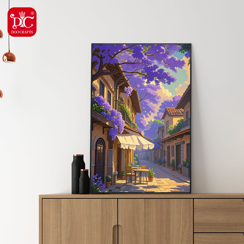 DC/蒂彩【梦幻蓝花楹】钻石画卧室装饰挂画十字绣手工diy