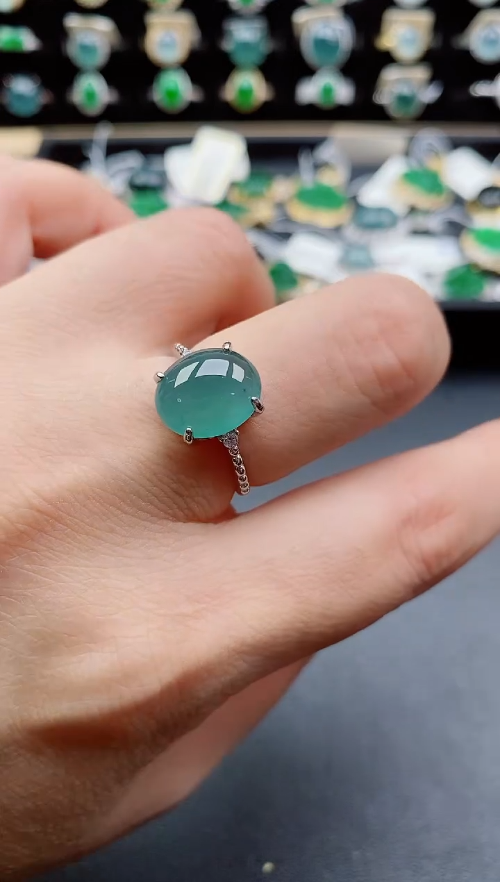 银S925镶嵌戒指翡翠1