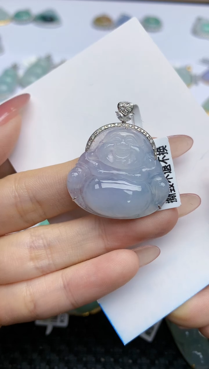 【闪购商品】翡翠挂件18K金镶嵌天然翡翠A货