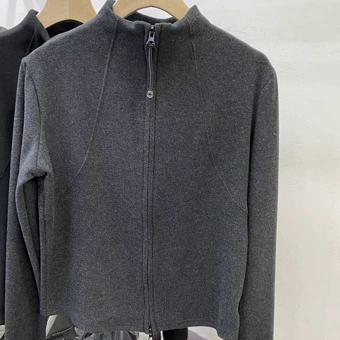 【盛京衣品】077加厚双面磨毛德绒设计感半高领拉链开衫