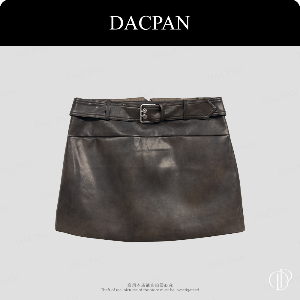 DACPAN-“时髦攻略”韩系经典腰带皮短裙 有安全裤 2025/盼·PP 8701