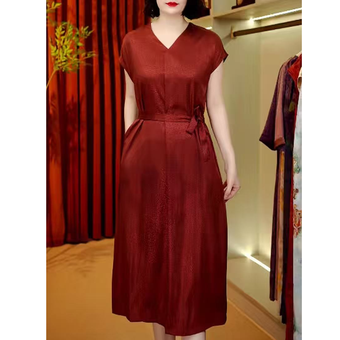 265【创】优雅印花百搭时尚简约休闲显瘦气质连衣裙