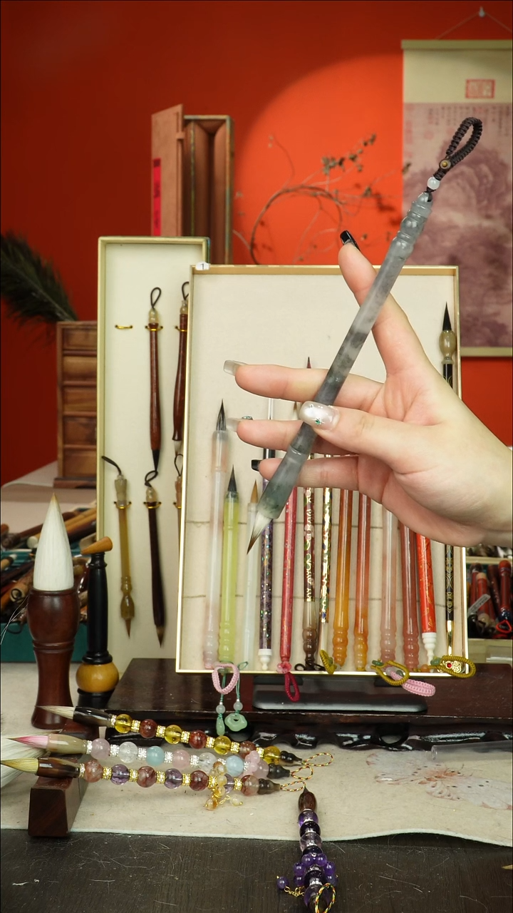 268号闪孤品高货毛笔链接 清水试笔 蘸墨不退