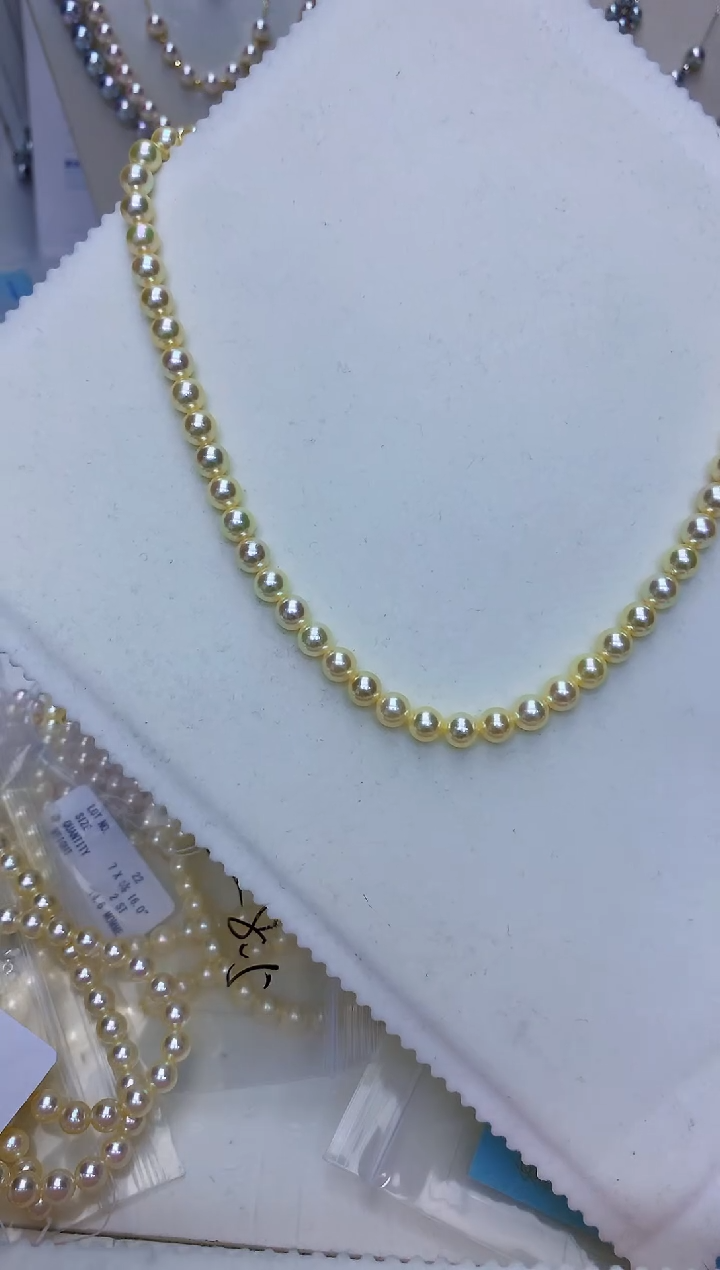 【闪购商品】海水珍珠饰品银S925镶嵌6-7羽皇金满珠链