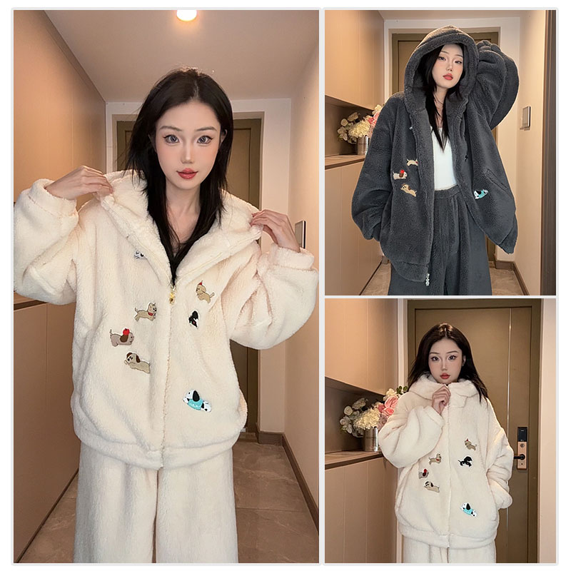 【巨保暖！绒绒绒！】宽松加厚甜美韩版秋冬季家居服套装