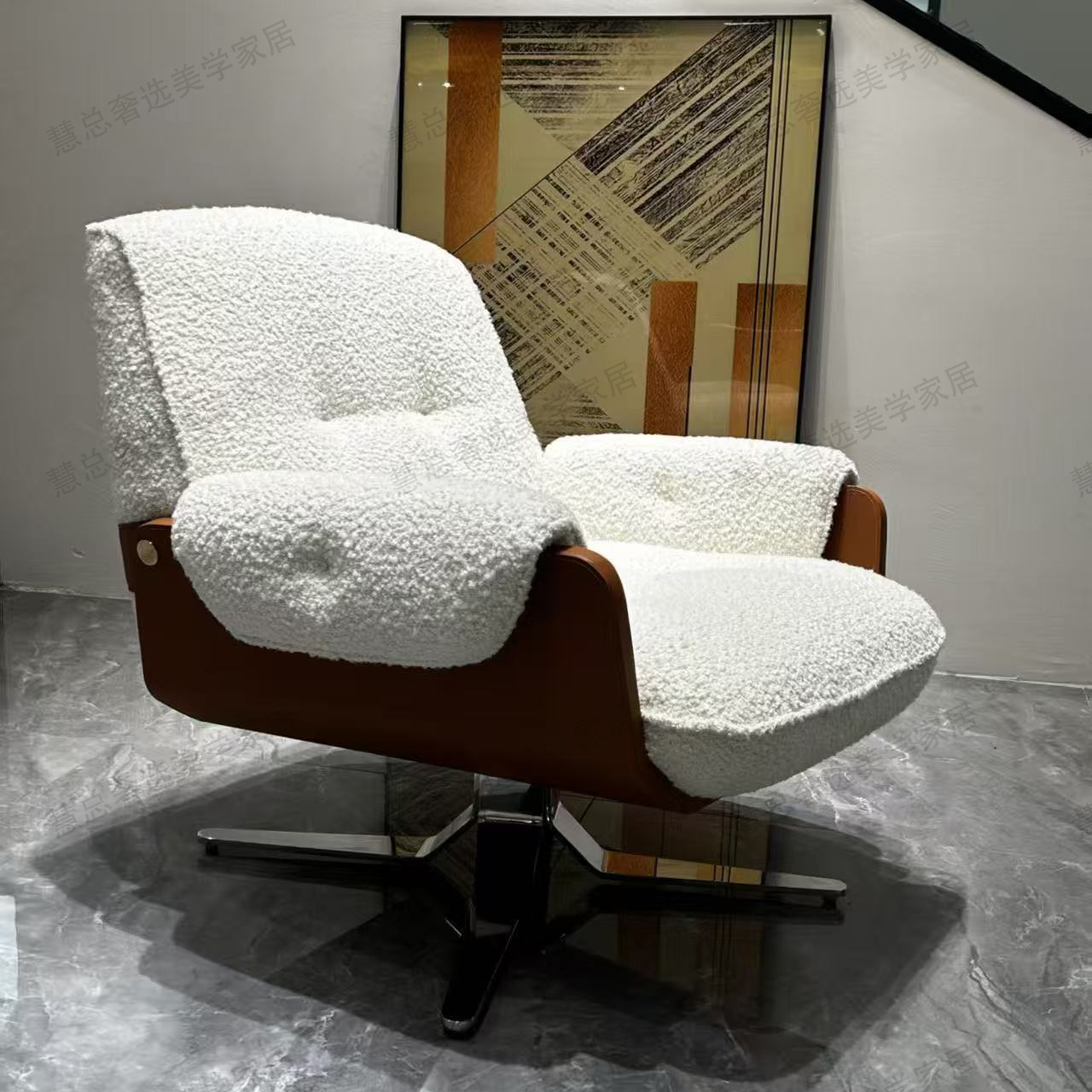 【月桂椅】意大利设计师轻奢布艺沙发会所阳台别墅极简休闲椅摇椅