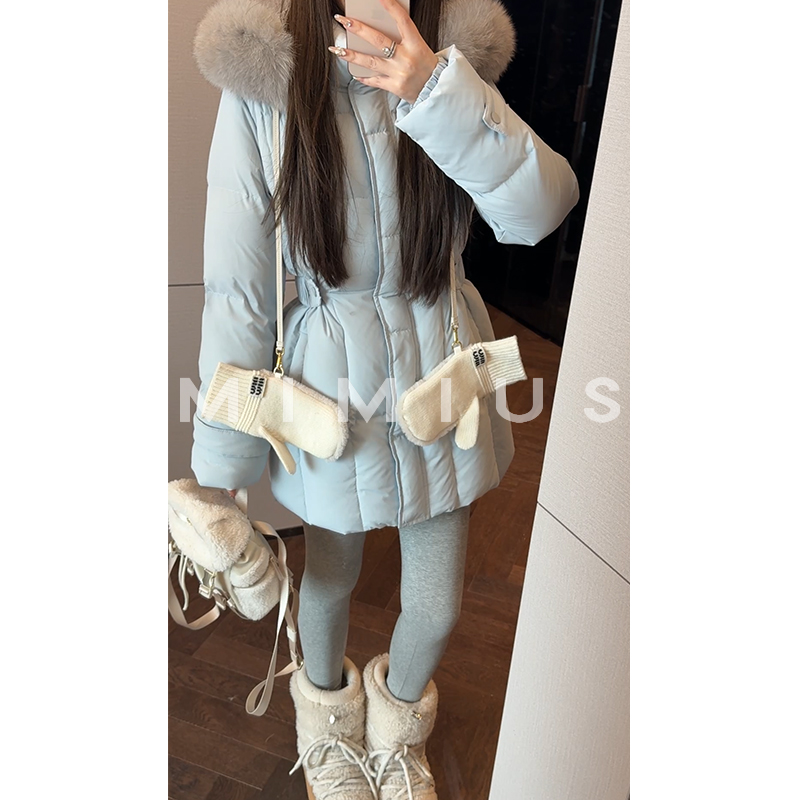 【mimius】U 可溯源三星安心羽绒 可收腰大毛领中长款羽绒服 G12005