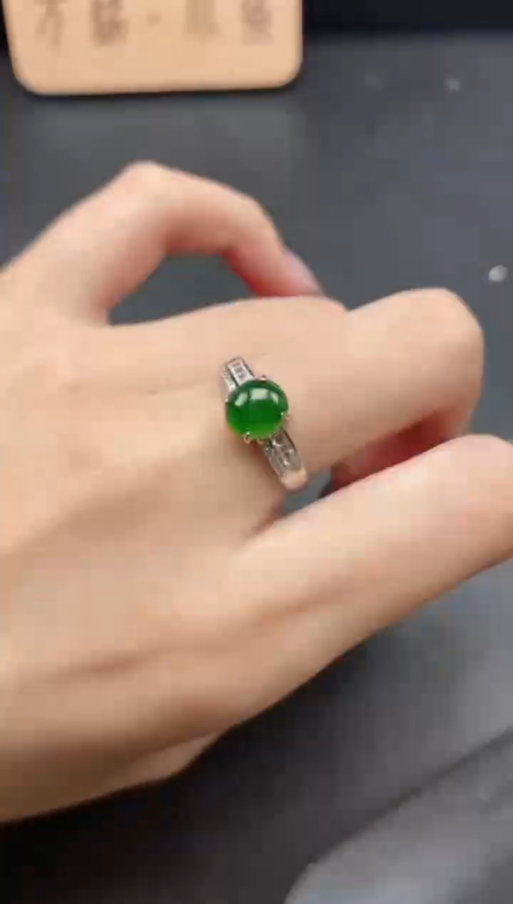 翡翠戒指银S925镶嵌51511