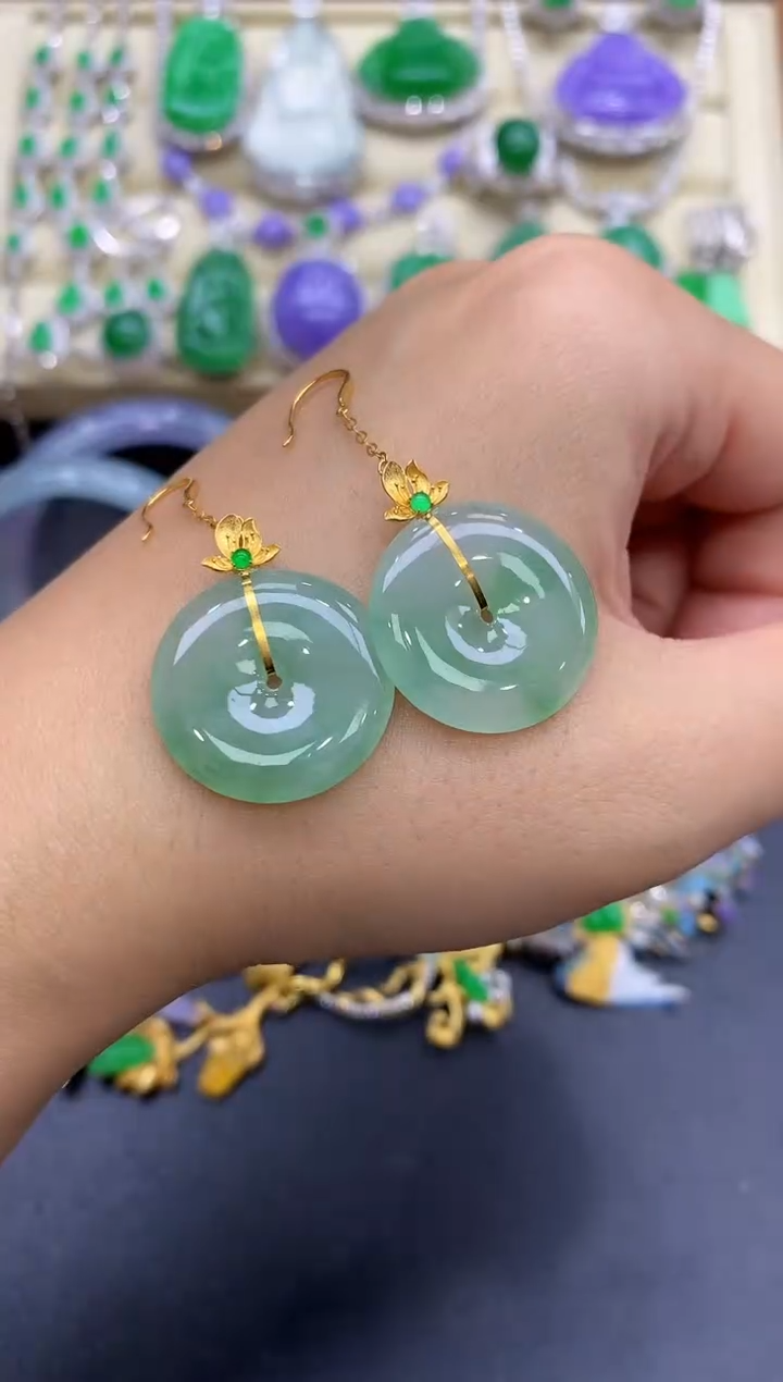 18K金镶嵌翡翠耳饰130-中国好珍宝