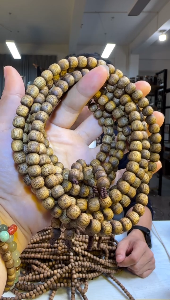 沉香手串99沉海南奇楠红金貎苹果珠7mm108颗17g+多样性发1