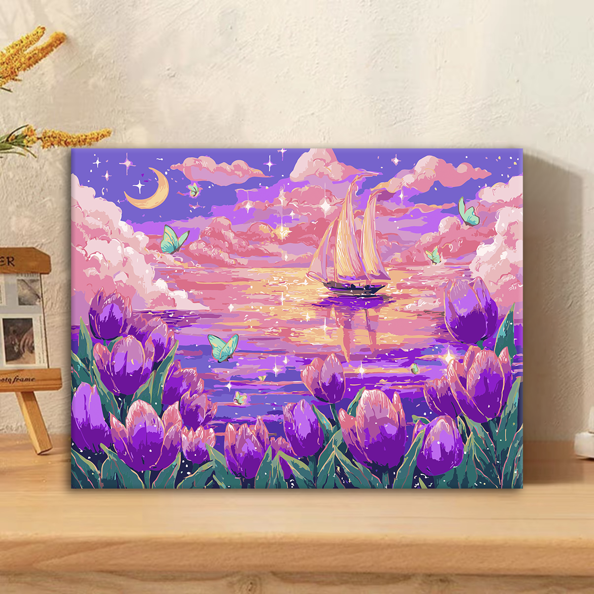 (幻舟星梦）diy数字油画红线条手工填涂色解压治愈送礼丙烯装饰画