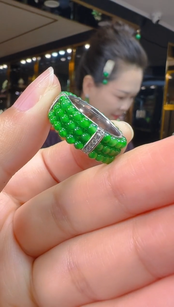 翡翠戒指银S925镶嵌025（多样性发其一）