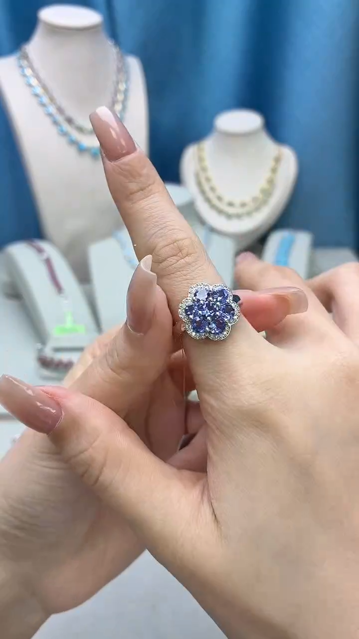 银S925镶嵌戒指坦桑石220BJ1209产品一个（多样性）