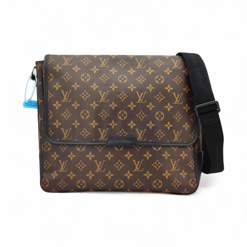 90新 LouisVuitton/路易威登 棕色老花邮差包男士翻盖单肩斜挎包