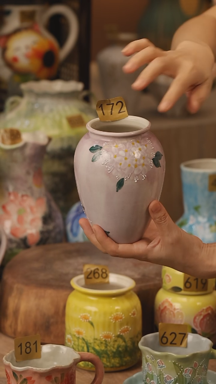 陶瓷172景德镇设计师手作花器摆件侘寂风