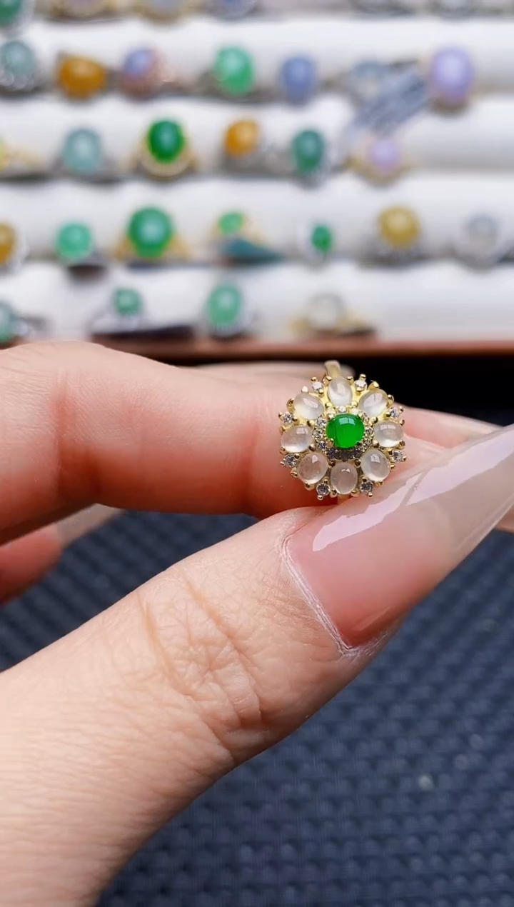 银S925镶嵌戒指翡翠2492