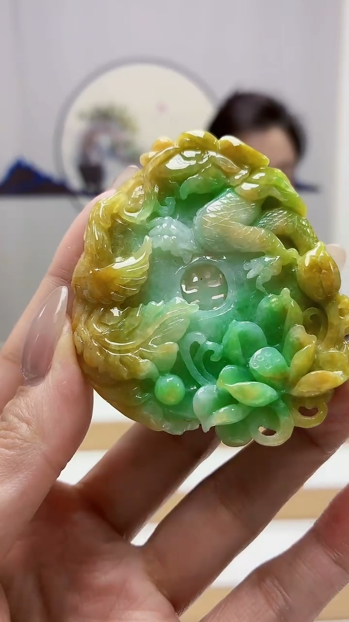 未镶嵌定制翡翠5160MM-毛货挂件87