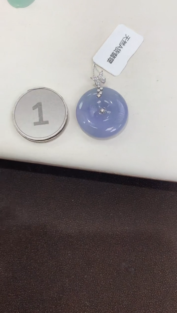 颈饰18K金镶嵌翡翠天然缅甸a货翡翠