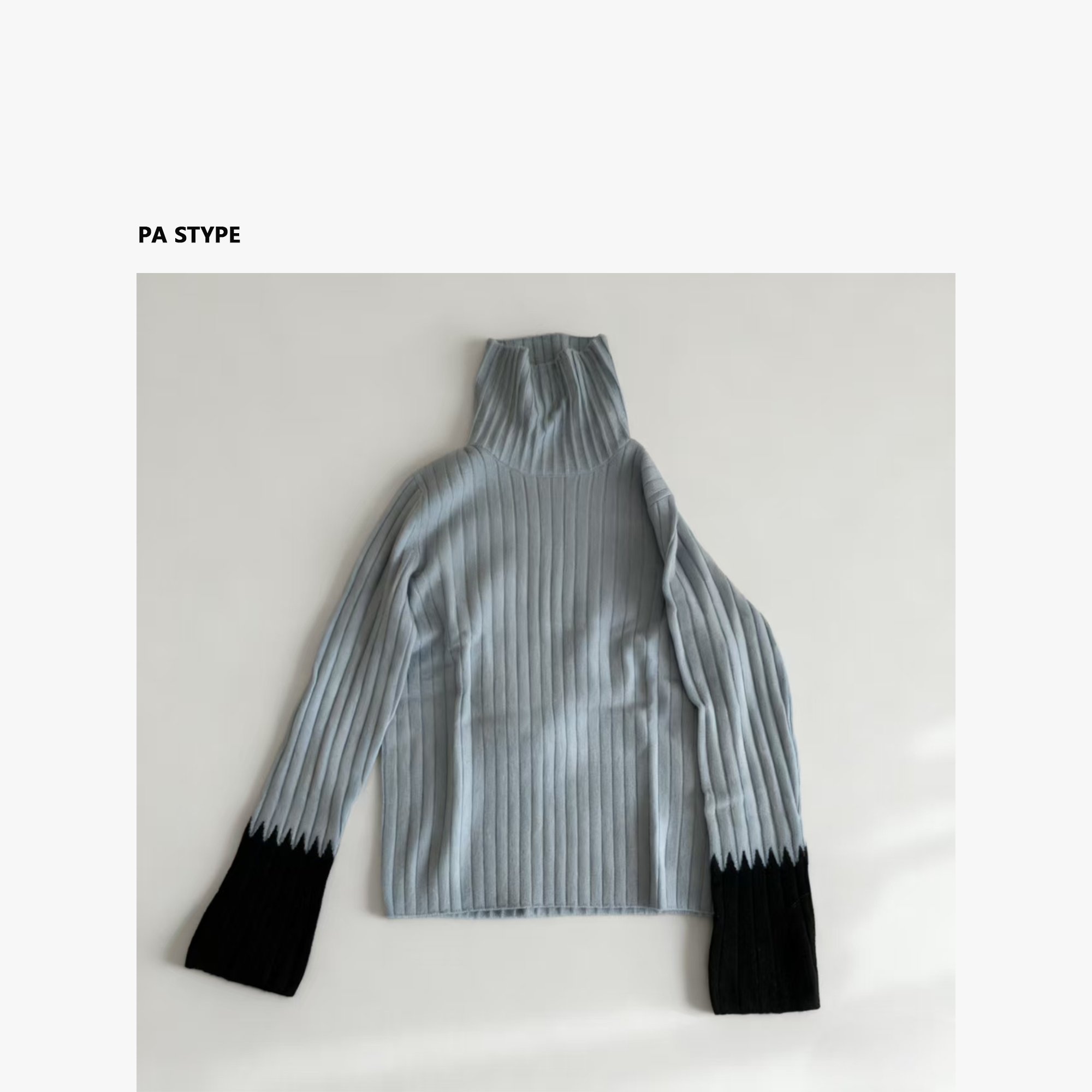 PASTYPE 100纯山羊绒高领套头条纹常规落肩针织衫Q-JKS-Z045