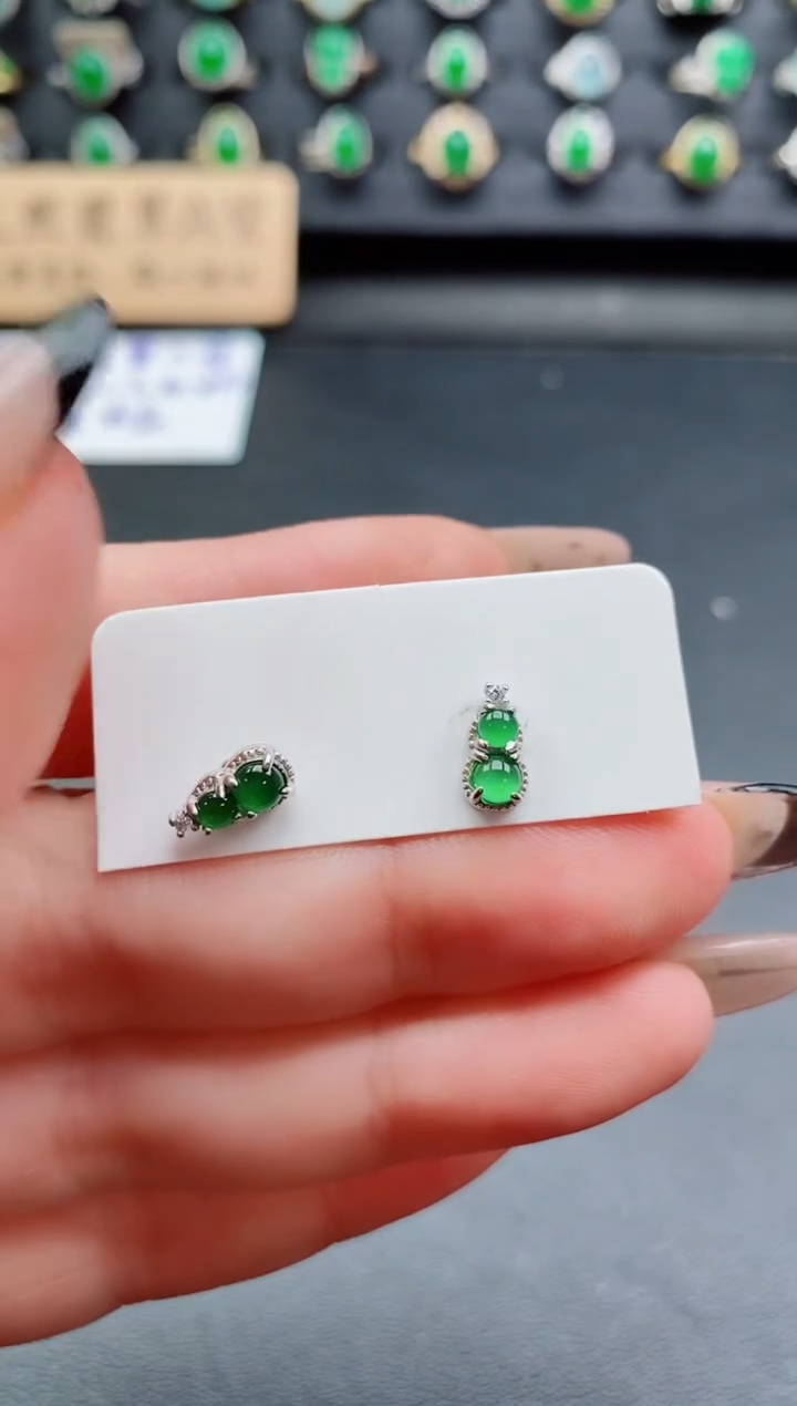 银S925镶嵌戒指翡翠1