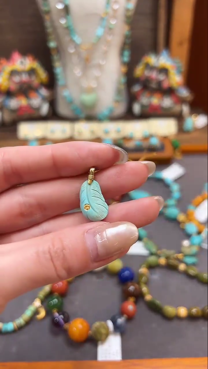 绿松石18K金镶嵌提溜绿松石提溜