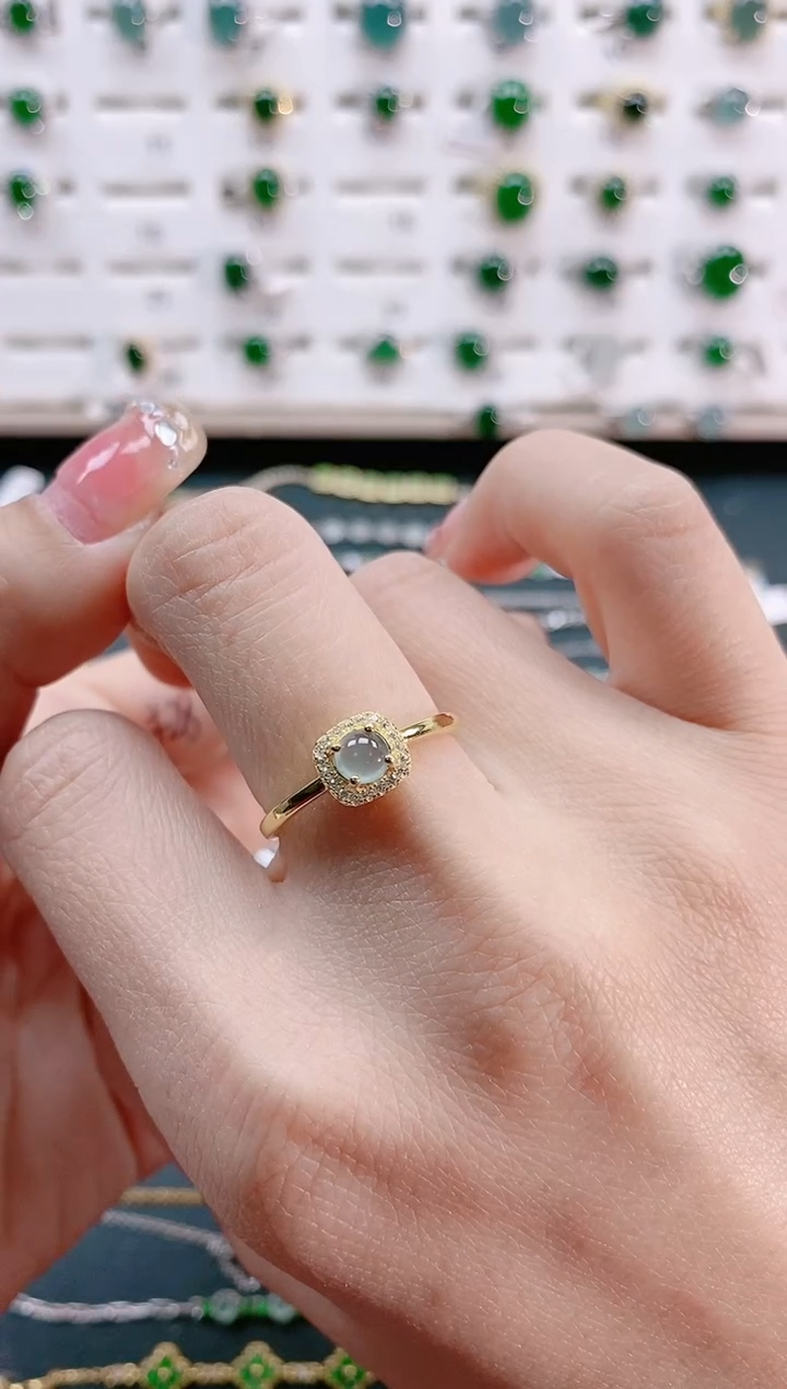 【闪购商品】翡翠戒指银S925镶嵌天然翡翠