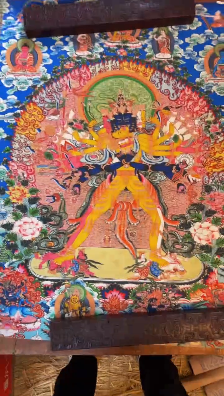 装裱画精品手绘唐卡链接--A103时轮金刚