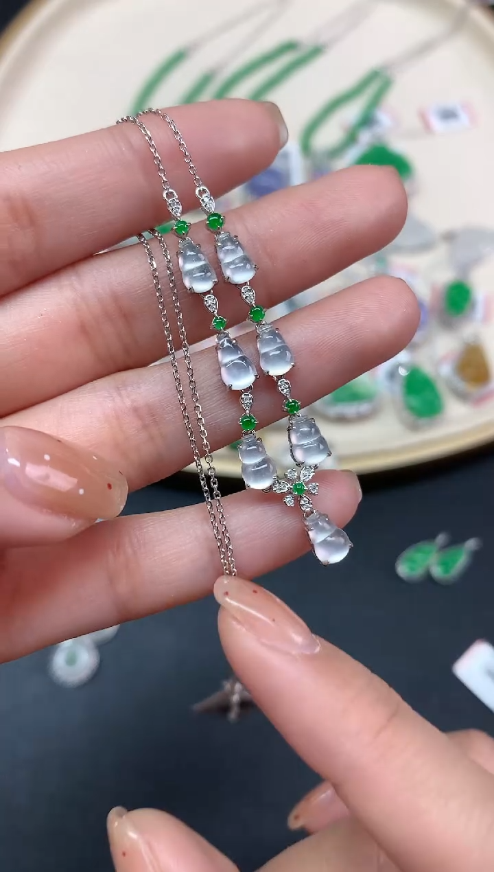 【闪购商品】翡翠套链18K金镶嵌套链A399|5980