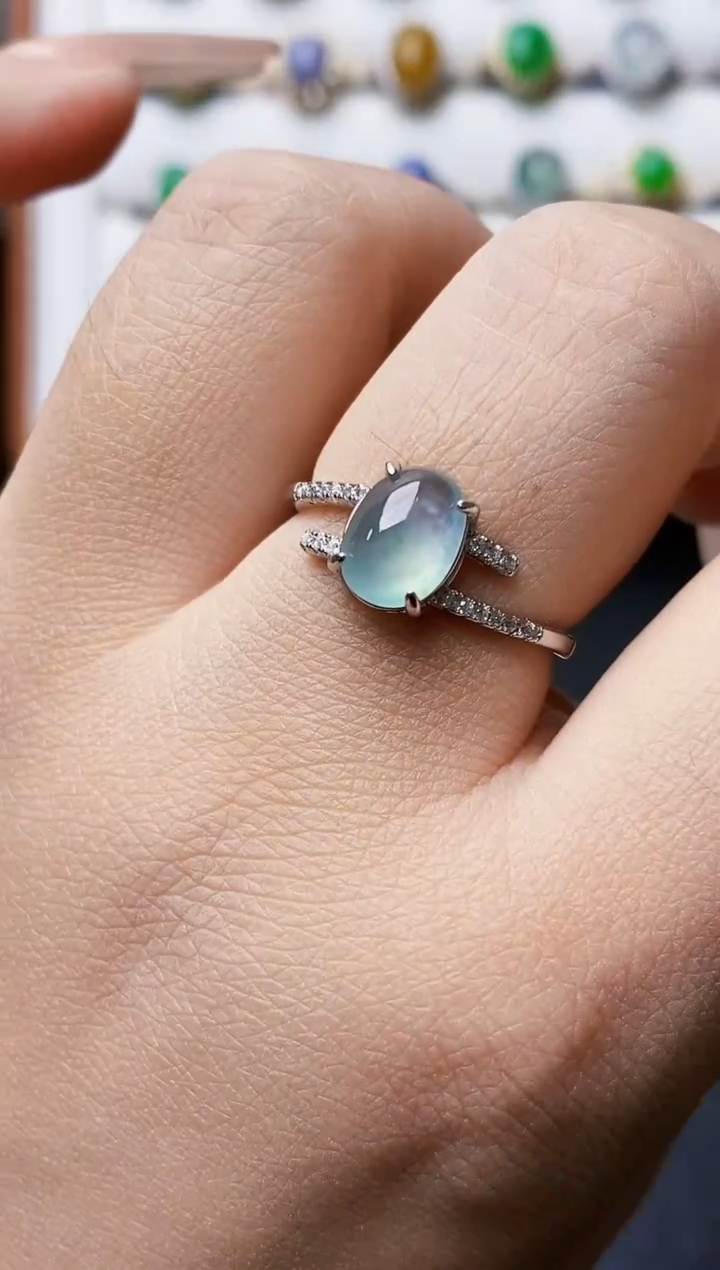 银S925镶嵌戒指翡翠1245