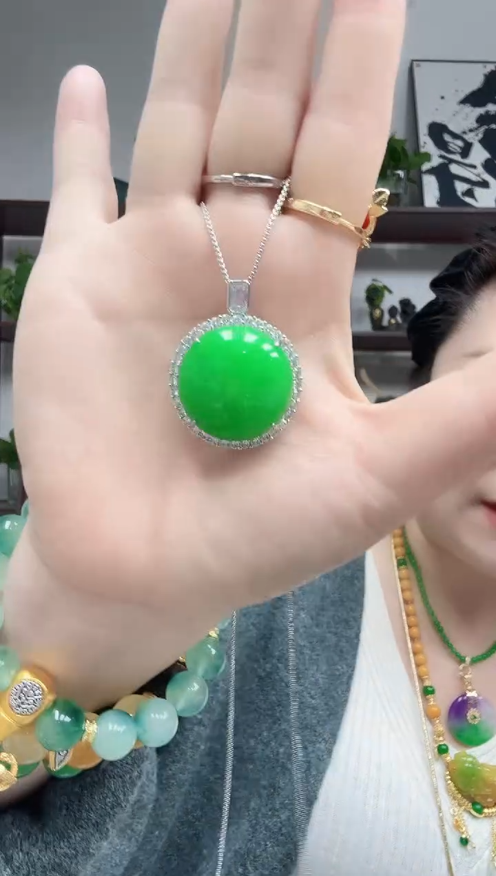 吊坠(赠链)未镶嵌翡翠614编号圆牌