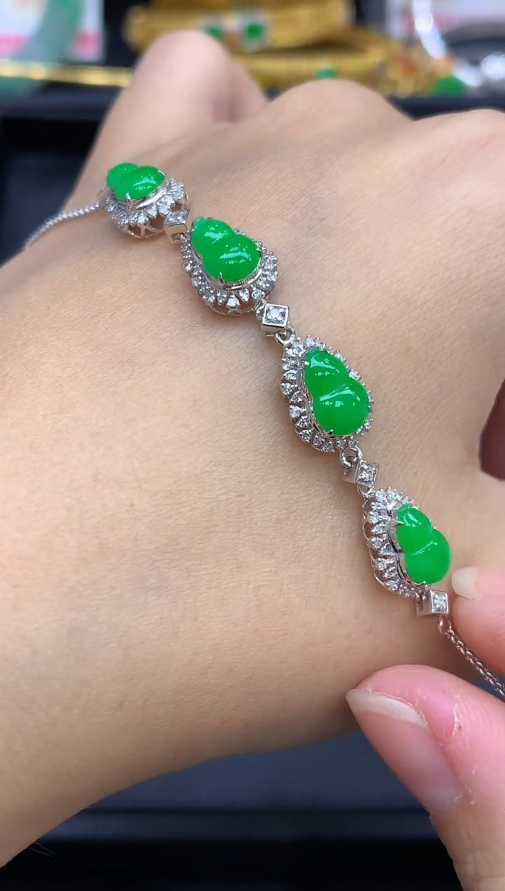 18K金镶嵌手链翡翠628-中国好珍宝