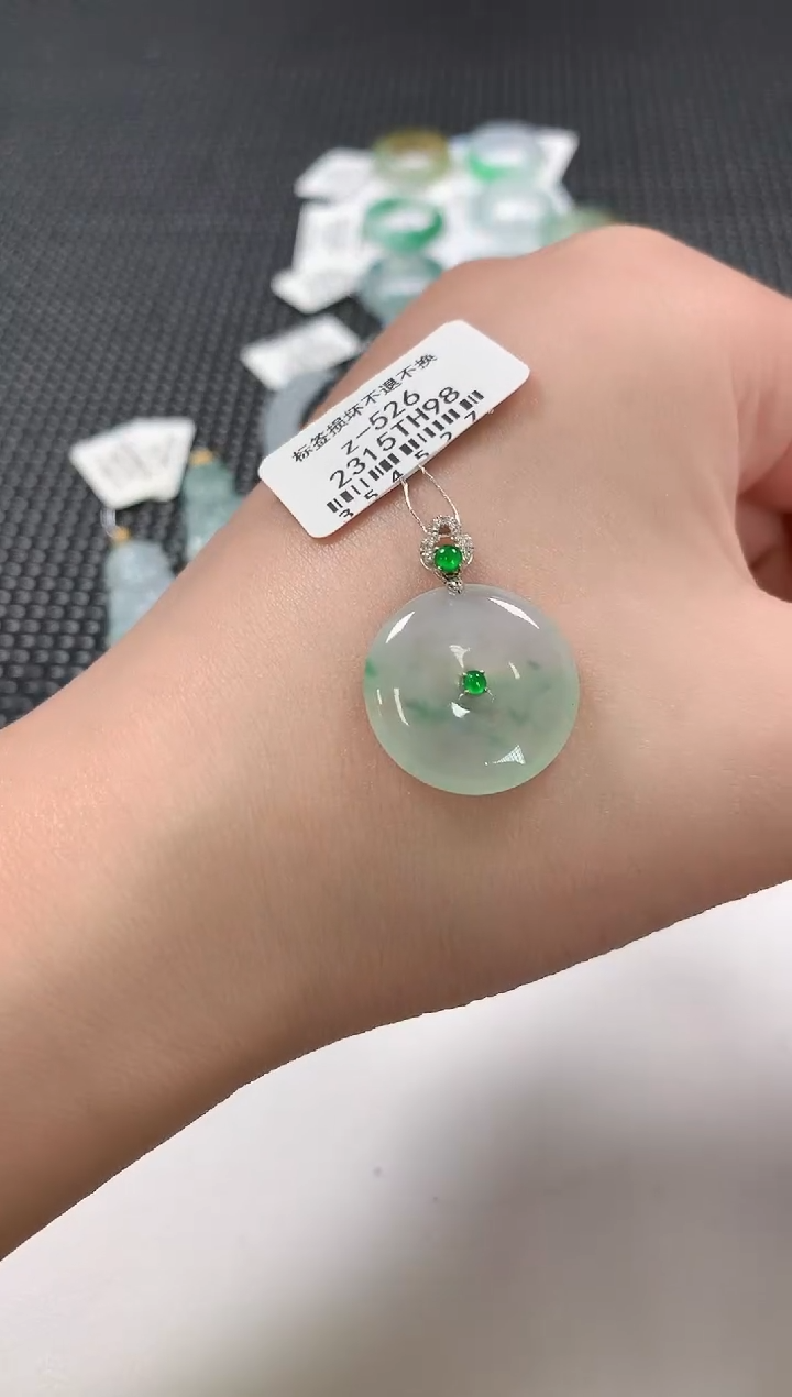 翡翠18K金镶嵌颈饰13      