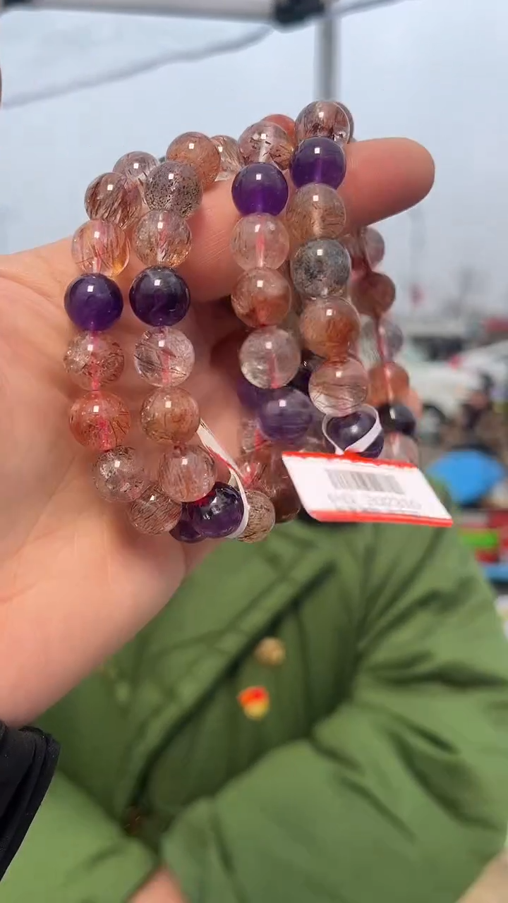 【闪购商品】水晶手链未镶嵌天然黑金彩超手串多样性发一10mm