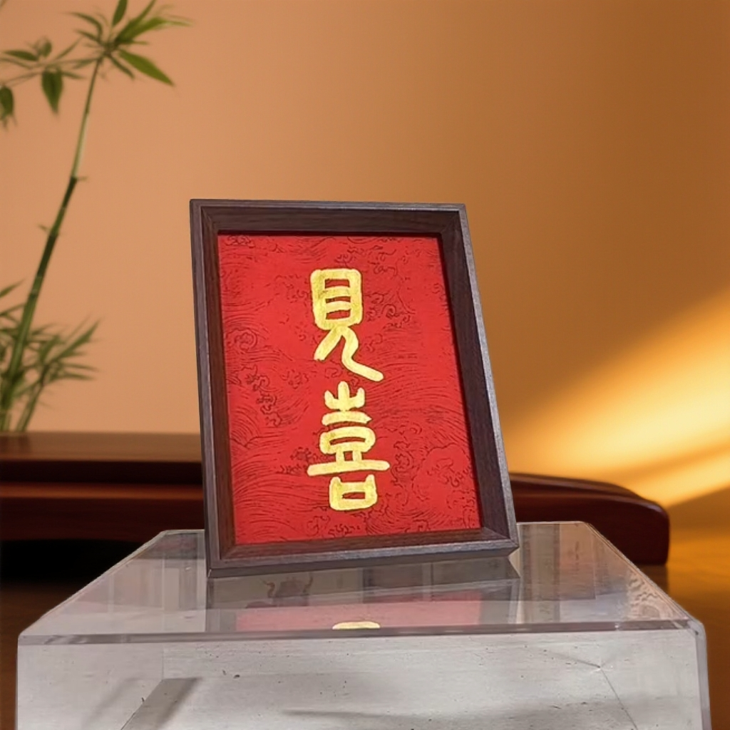 《见喜》8寸文创书画手写手绘书法摆件书画作品