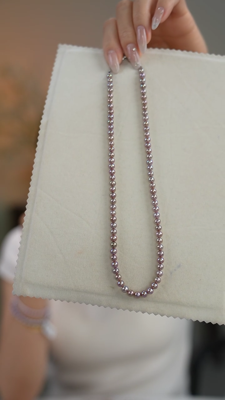 淡水珍珠银S925镶嵌项链近正圆无暇小米5-5.5