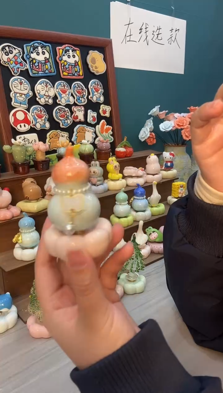 摆件陶橘色葫芦景德镇陶瓷摆件1个装