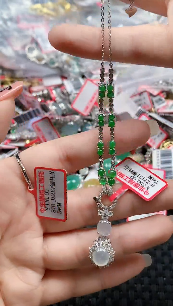 银S925镶嵌戒指翡翠天然A货缅甸翡翠