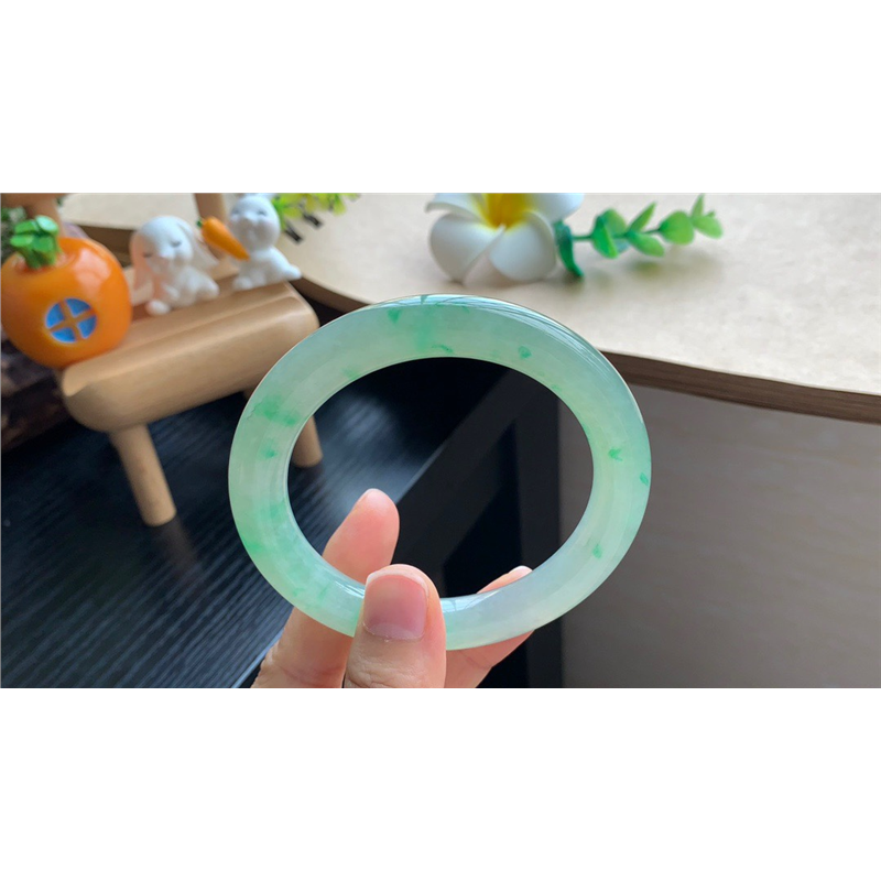 2.6批339号手镯！！59.6-10.6-10.7 冰茶绿底飘阳绿！清新雅