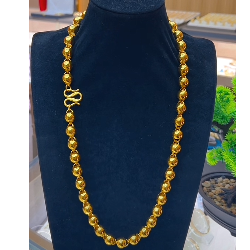 合金项链  {抖音好物}  圆珠项链70长卡12光珠空心薄壁男士霸气