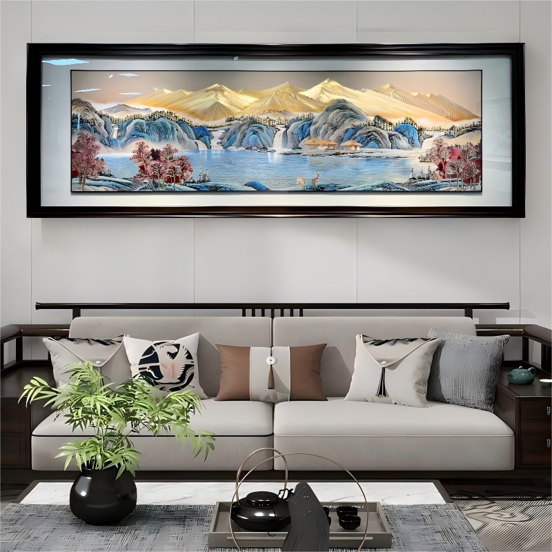 铜小鸭《五路财神》金山 手工铜板雕刻 办公室客厅 沙发背景墙挂画