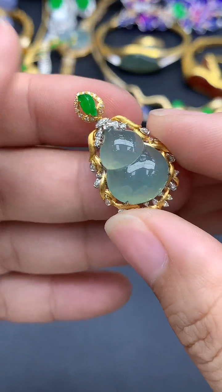 翡翠18K金镶嵌颈饰295-春日珠宝