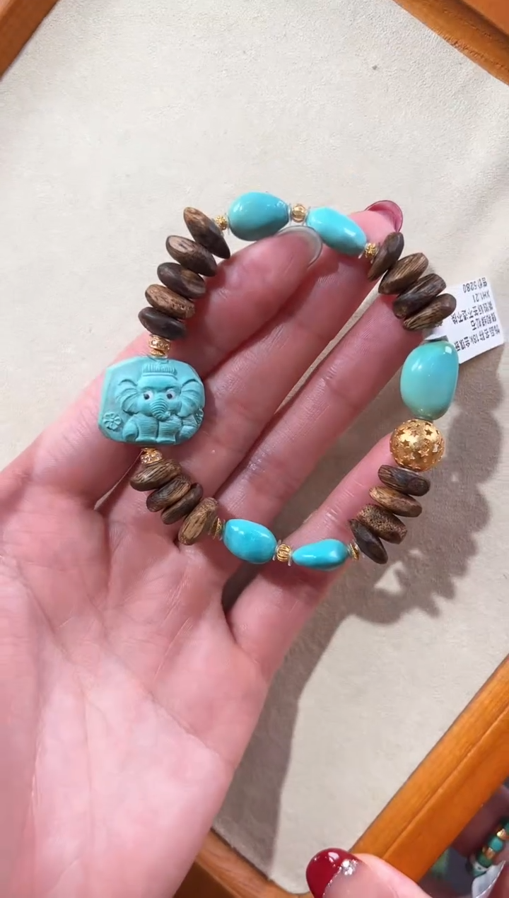 【闪购商品】绿松石手链18K金镶嵌绿松石手链